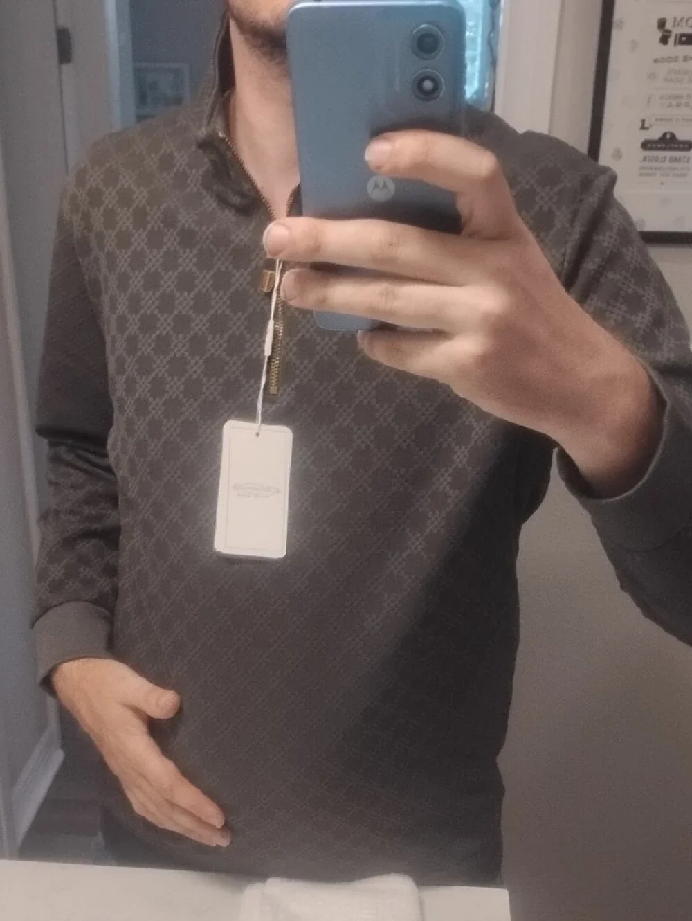 Men's Olive Quarter-Zip Sweater - Picture 8 of 10